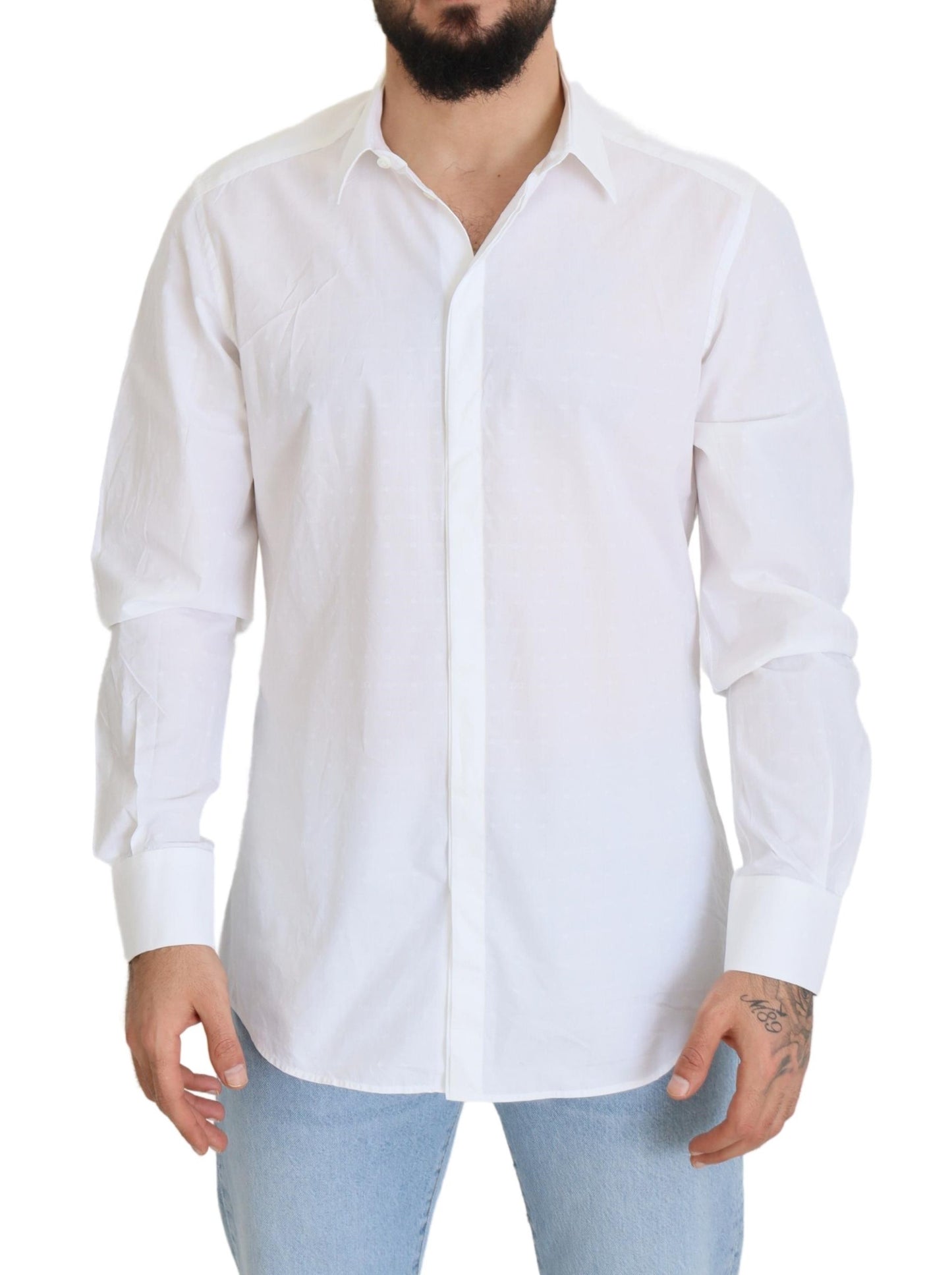 Dolce & Gabbana Elegance Reimagined White Cotton Dress Shirt Dolce & Gabbana