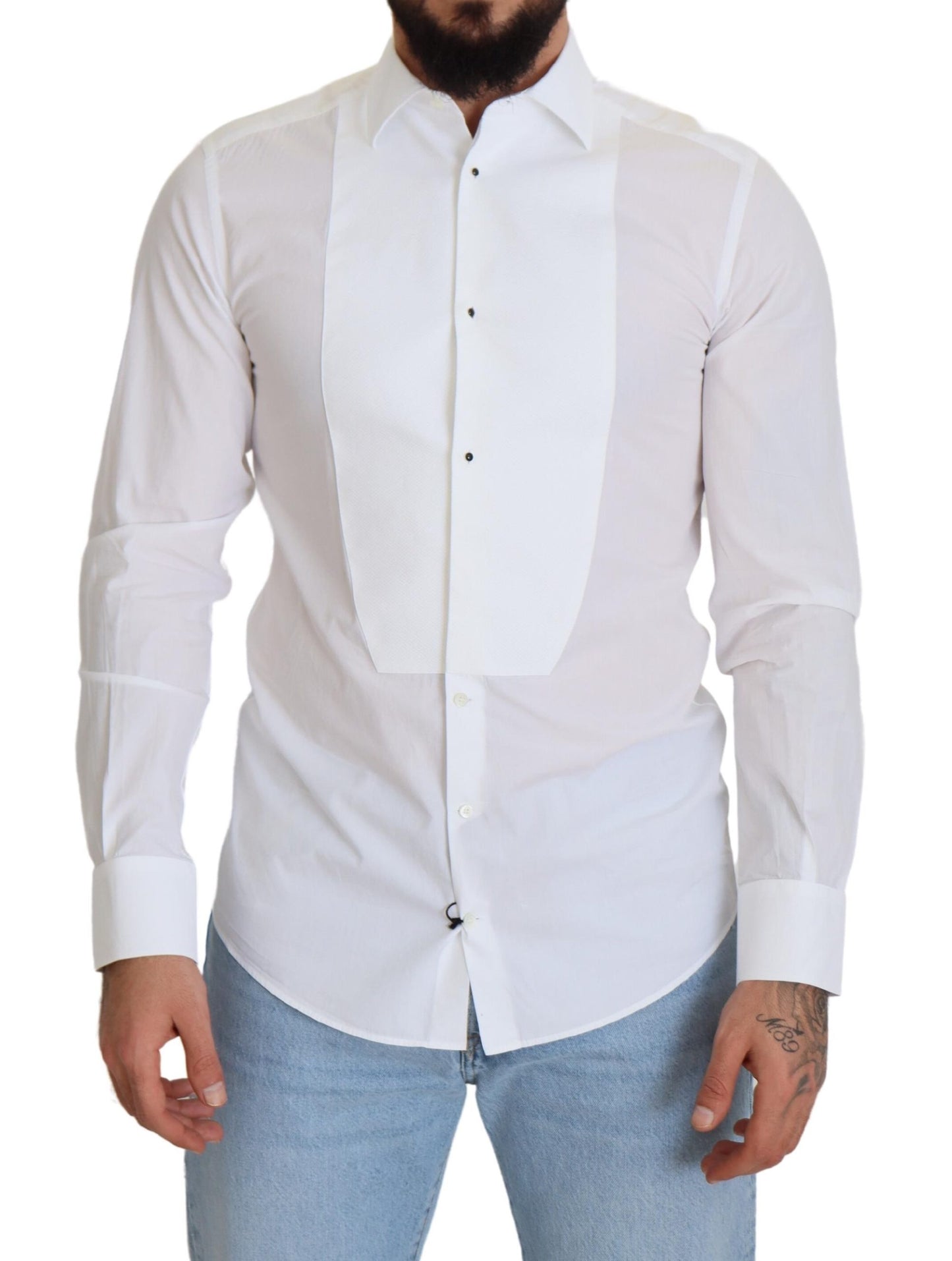 Dolce & Gabbana Elegant White Cotton Poplin Slim Fit Shirt Dolce & Gabbana