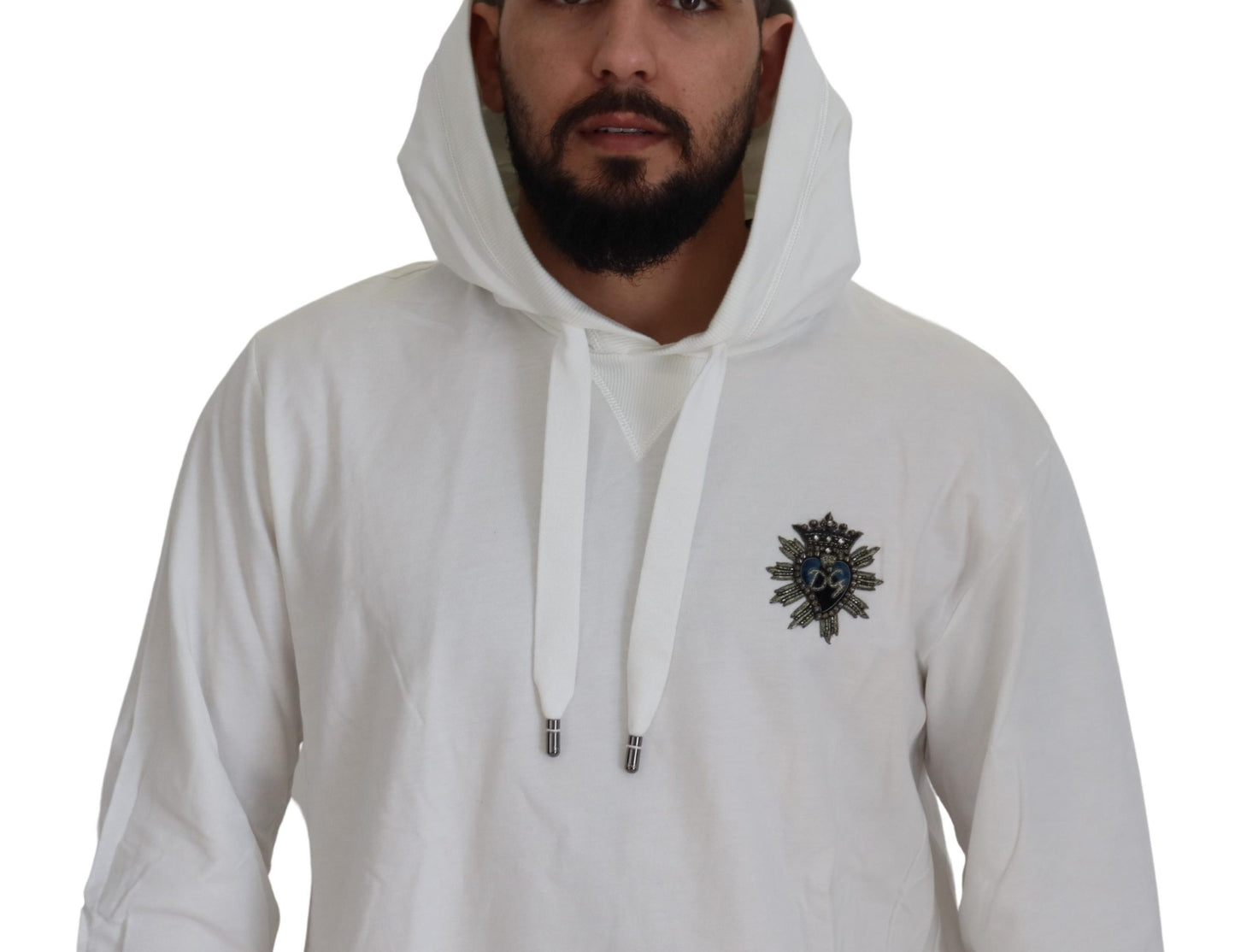 Dolce & Gabbana Stunning White Hooded Sweater Dolce & Gabbana