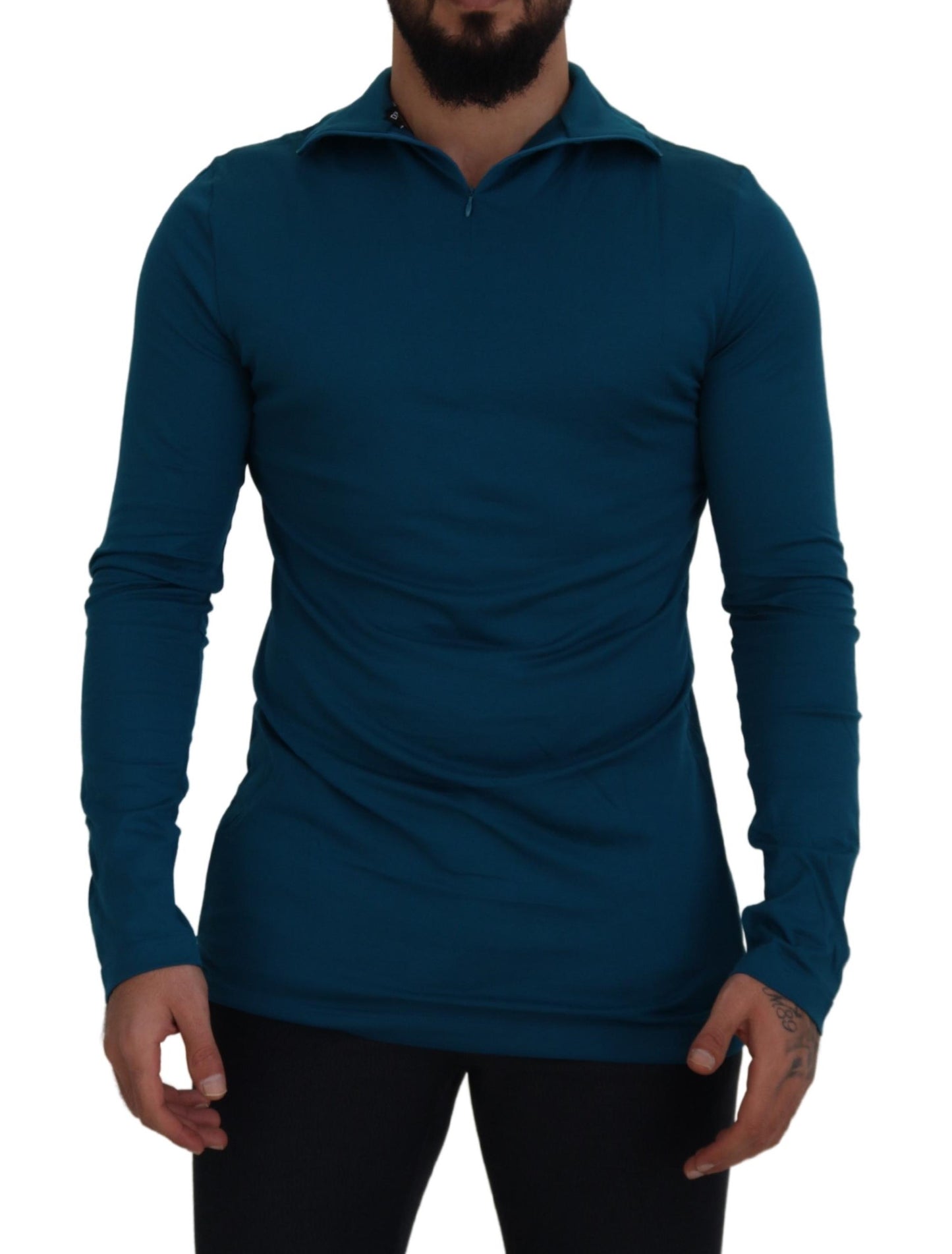 Dolce & Gabbana Elegant Blue Cotton Pullover Sweater Dolce & Gabbana