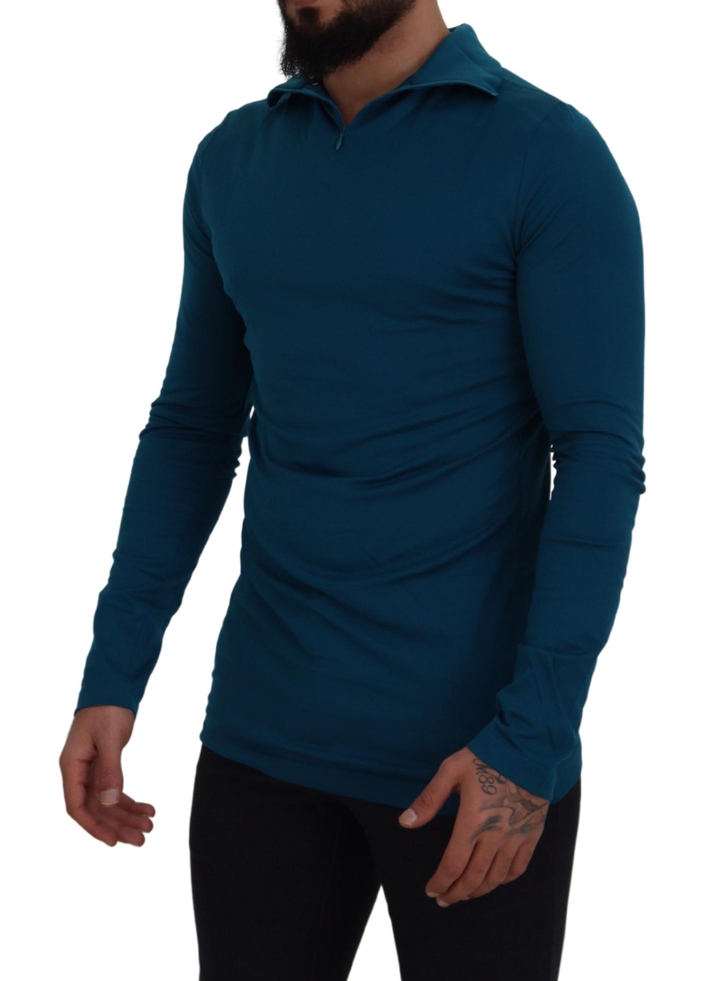 Dolce & Gabbana Elegant Blue Cotton Pullover Sweater Dolce & Gabbana