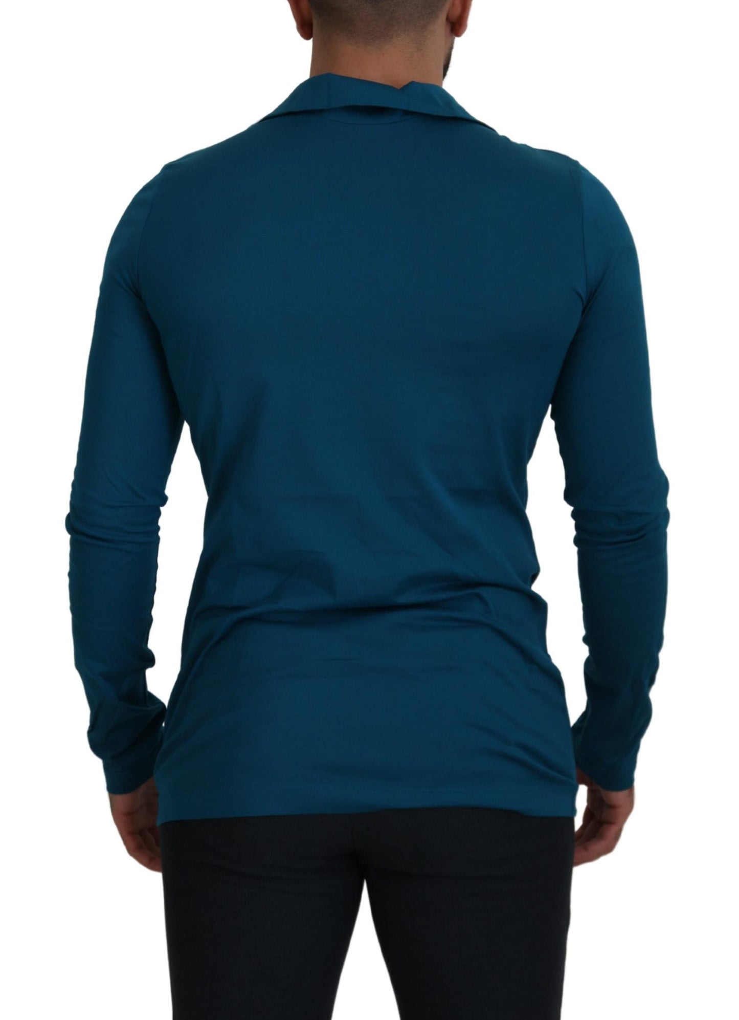 Dolce & Gabbana Elegant Blue Cotton Pullover Sweater Dolce & Gabbana