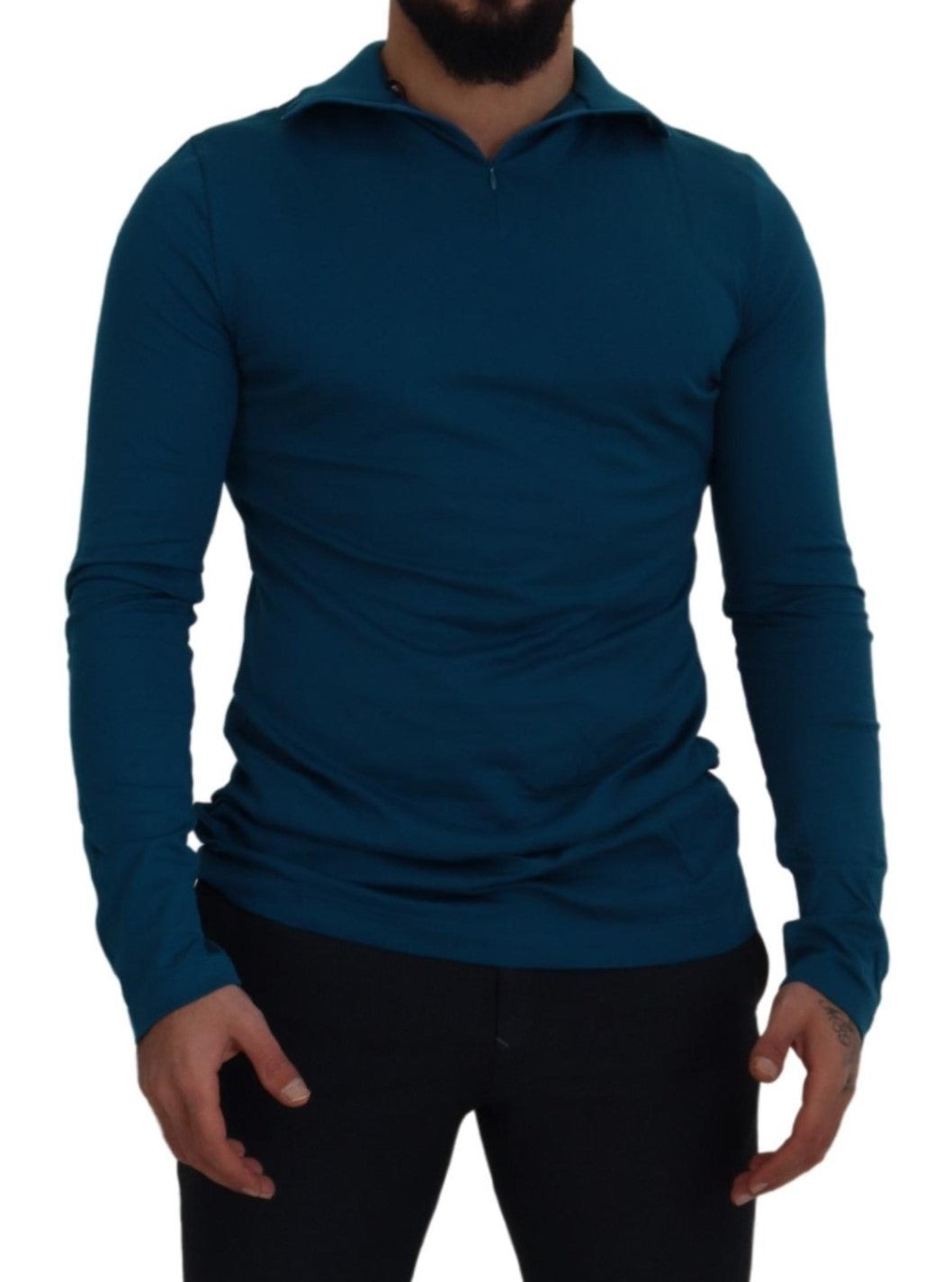 Dolce & Gabbana Elegant Blue Cotton Pullover Sweater Dolce & Gabbana