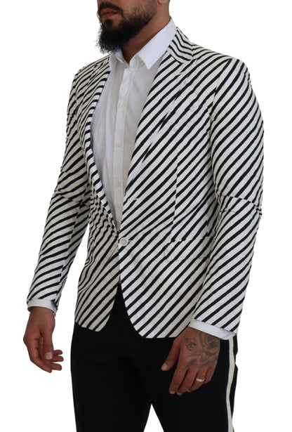 Dolce & Gabbana Elegant White Striped Single Breasted Blazer Dolce & Gabbana