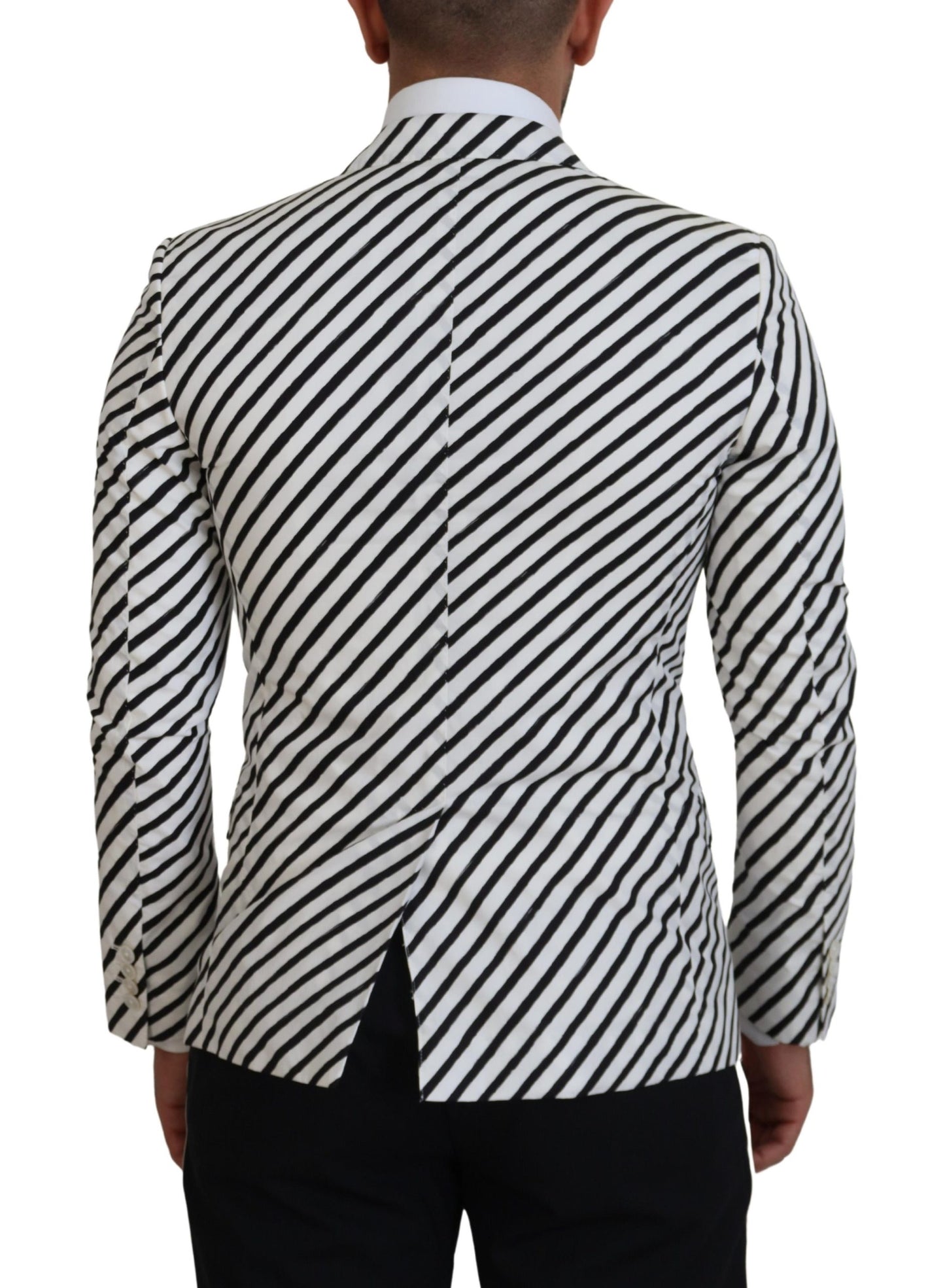 Dolce & Gabbana Elegant White Striped Single Breasted Blazer Dolce & Gabbana