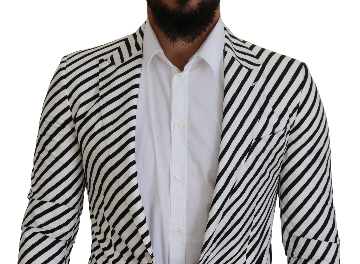 Dolce & Gabbana Elegant White Striped Single Breasted Blazer Dolce & Gabbana