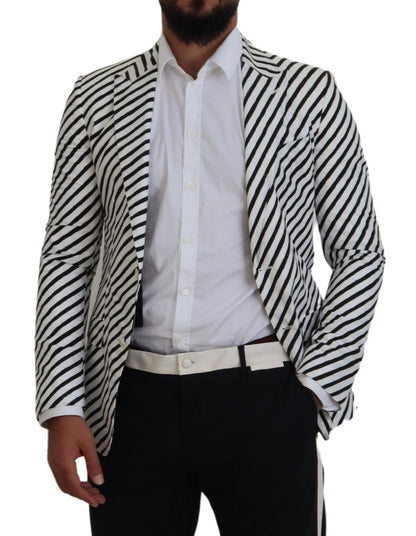 Dolce & Gabbana Elegant White Striped Single Breasted Blazer Dolce & Gabbana