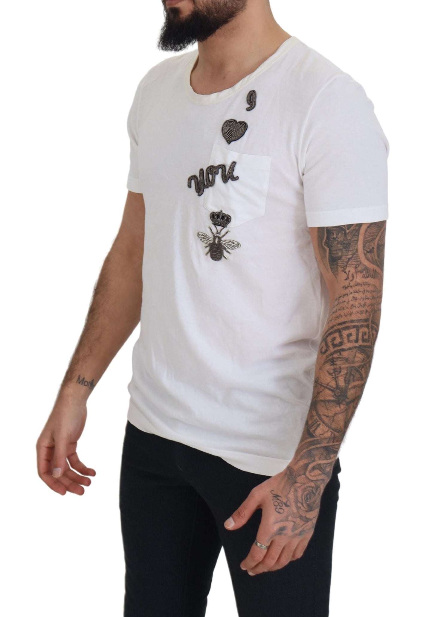 Dolce & Gabbana Elegant White Crewneck Cotton Silk Tee Dolce & Gabbana