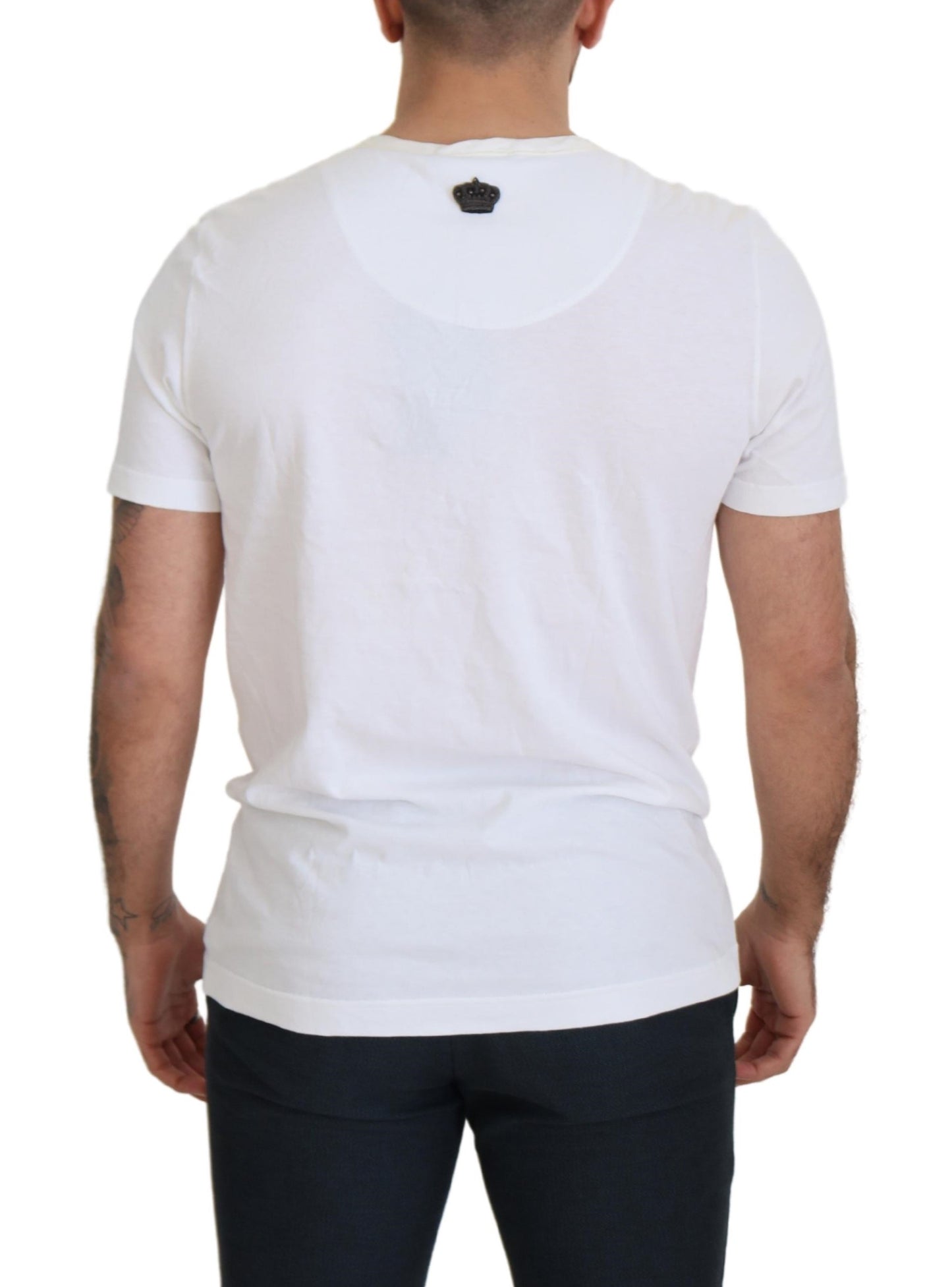 Dolce & Gabbana Elegant White Crewneck Cotton Silk Tee Dolce & Gabbana