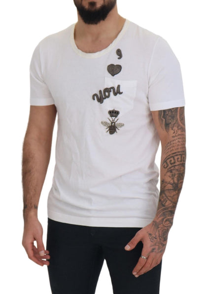 Dolce & Gabbana Elegant White Crewneck Cotton Silk Tee Dolce & Gabbana