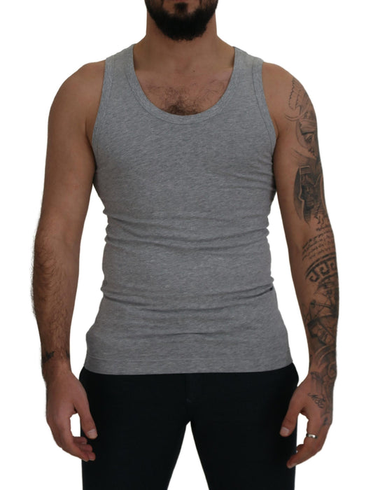 Dolce & Gabbana Sleek Sleeveless Grey Cotton Tank Top Dolce & Gabbana