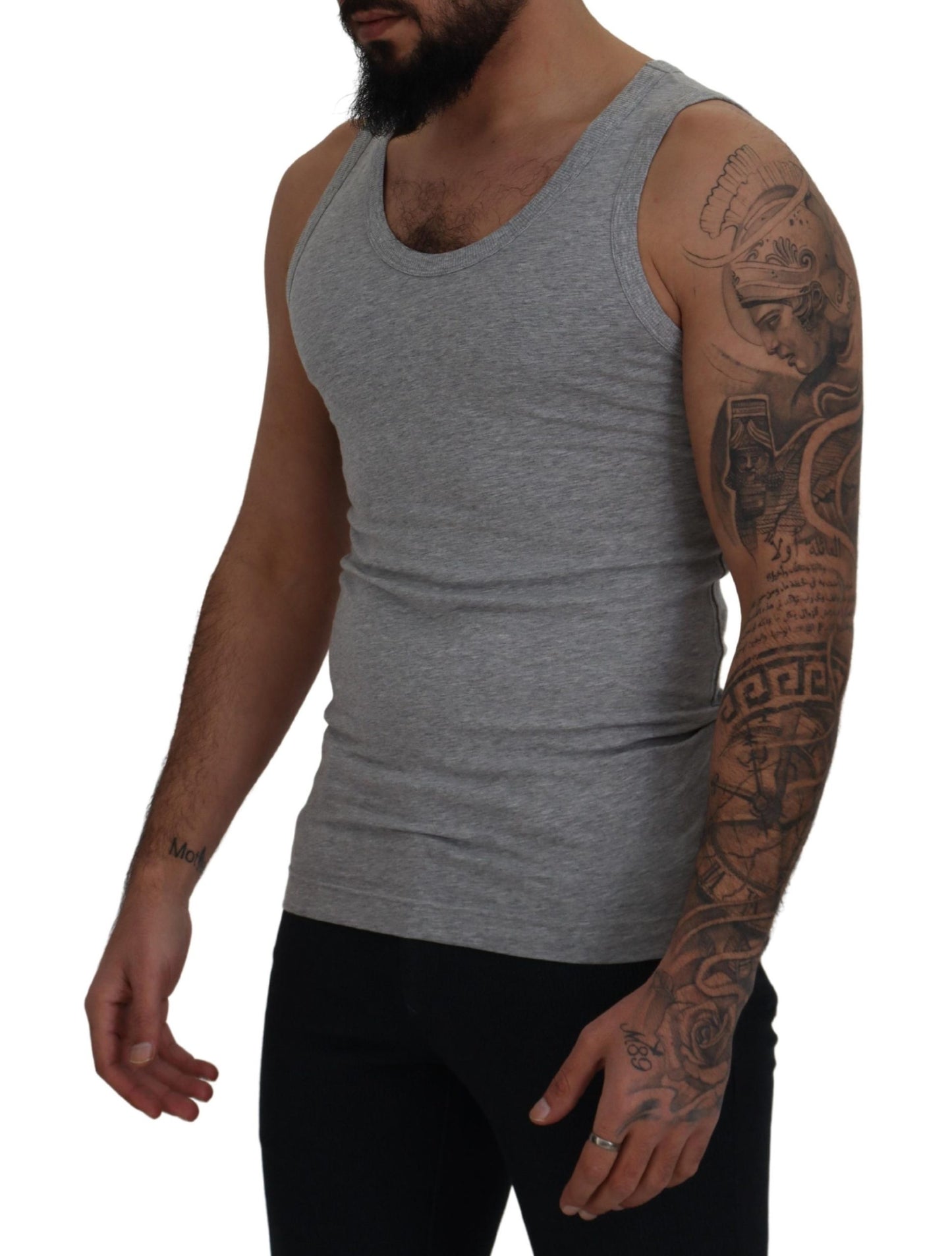 Dolce & Gabbana Sleek Sleeveless Grey Cotton Tank Top Dolce & Gabbana