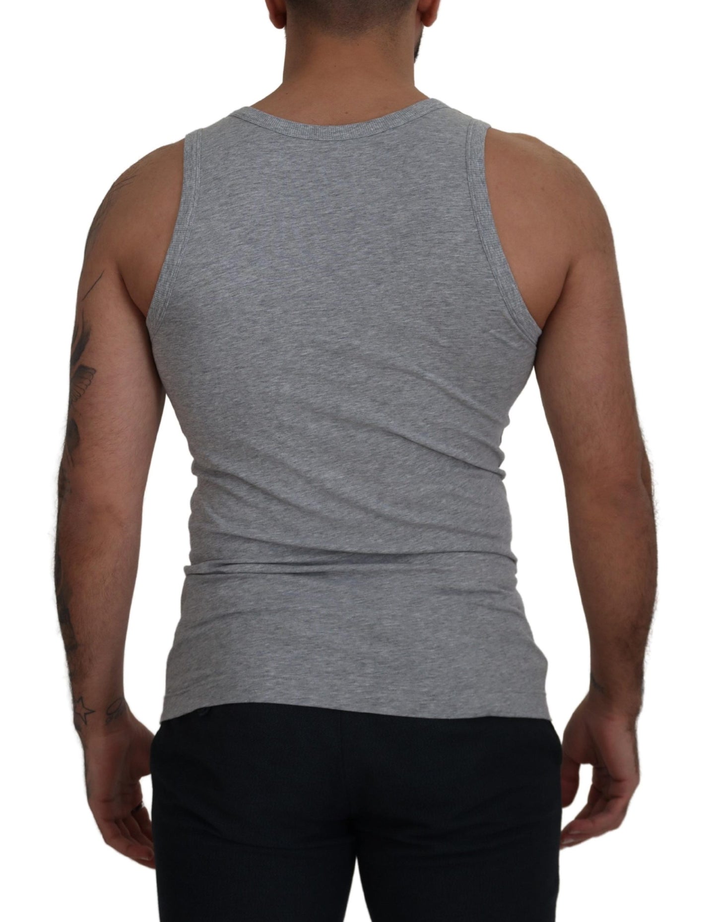 Dolce & Gabbana Sleek Sleeveless Grey Cotton Tank Top Dolce & Gabbana