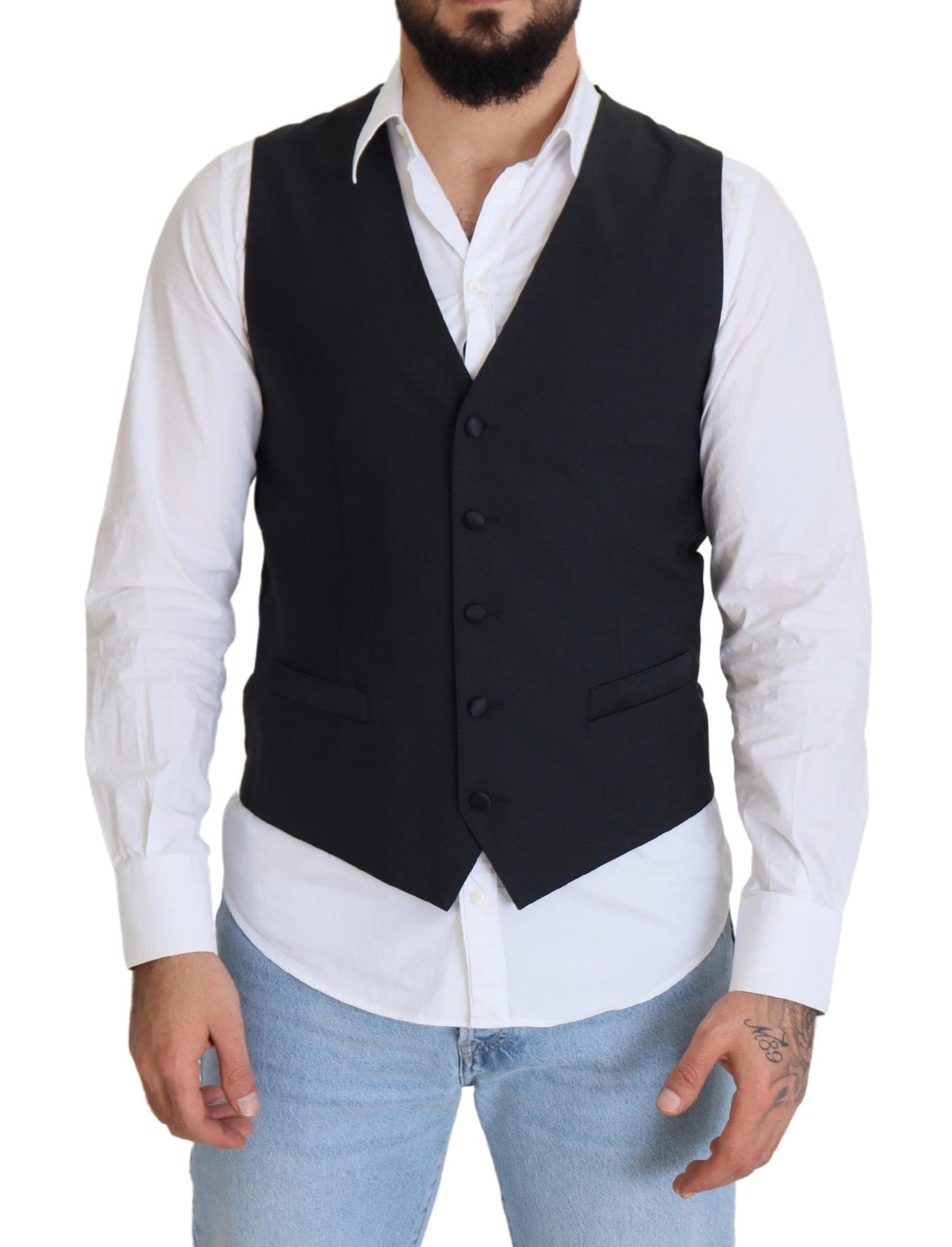 Dolce & Gabbana Elegant Black Single Breasted Dress Vest Dolce & Gabbana