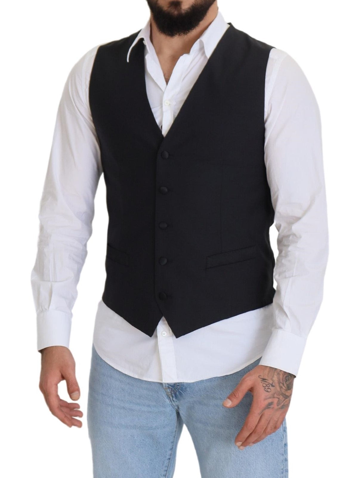 Dolce & Gabbana Elegant Black Single Breasted Dress Vest Dolce & Gabbana