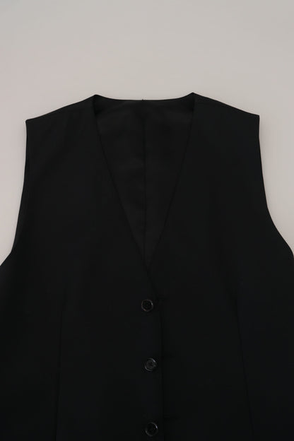 Dolce & Gabbana Elegant Black Formal Wool-Silk Dress Vest Dolce & Gabbana