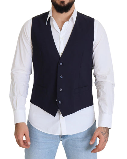 Dolce & Gabbana Elegant Dark Blue Formal Dress Vest Dolce & Gabbana