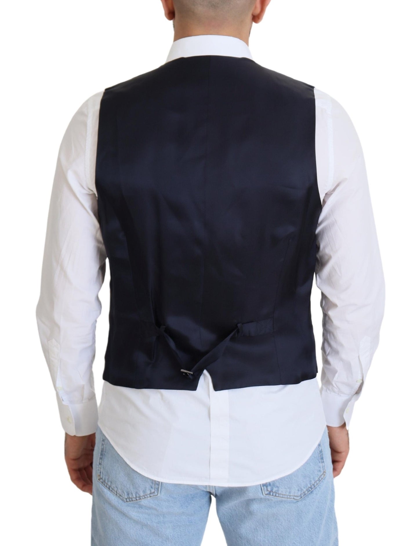 Dolce & Gabbana Elegant Dark Blue Formal Dress Vest Dolce & Gabbana