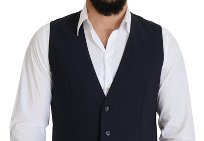 Dolce & Gabbana Elegant Dark Blue Formal Dress Vest Dolce & Gabbana