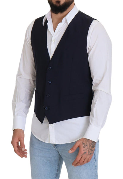 Dolce & Gabbana Elegant Dark Blue Formal Dress Vest Dolce & Gabbana