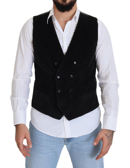 Dolce & Gabbana Elegant Black Double Breasted Dress Vest Dolce & Gabbana