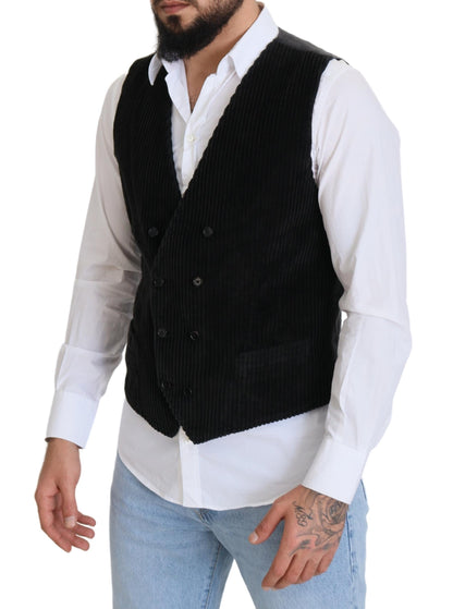 Dolce & Gabbana Elegant Black Double Breasted Dress Vest Dolce & Gabbana