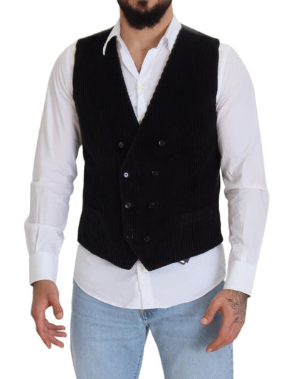 Dolce & Gabbana Elegant Black Double Breasted Dress Vest Dolce & Gabbana