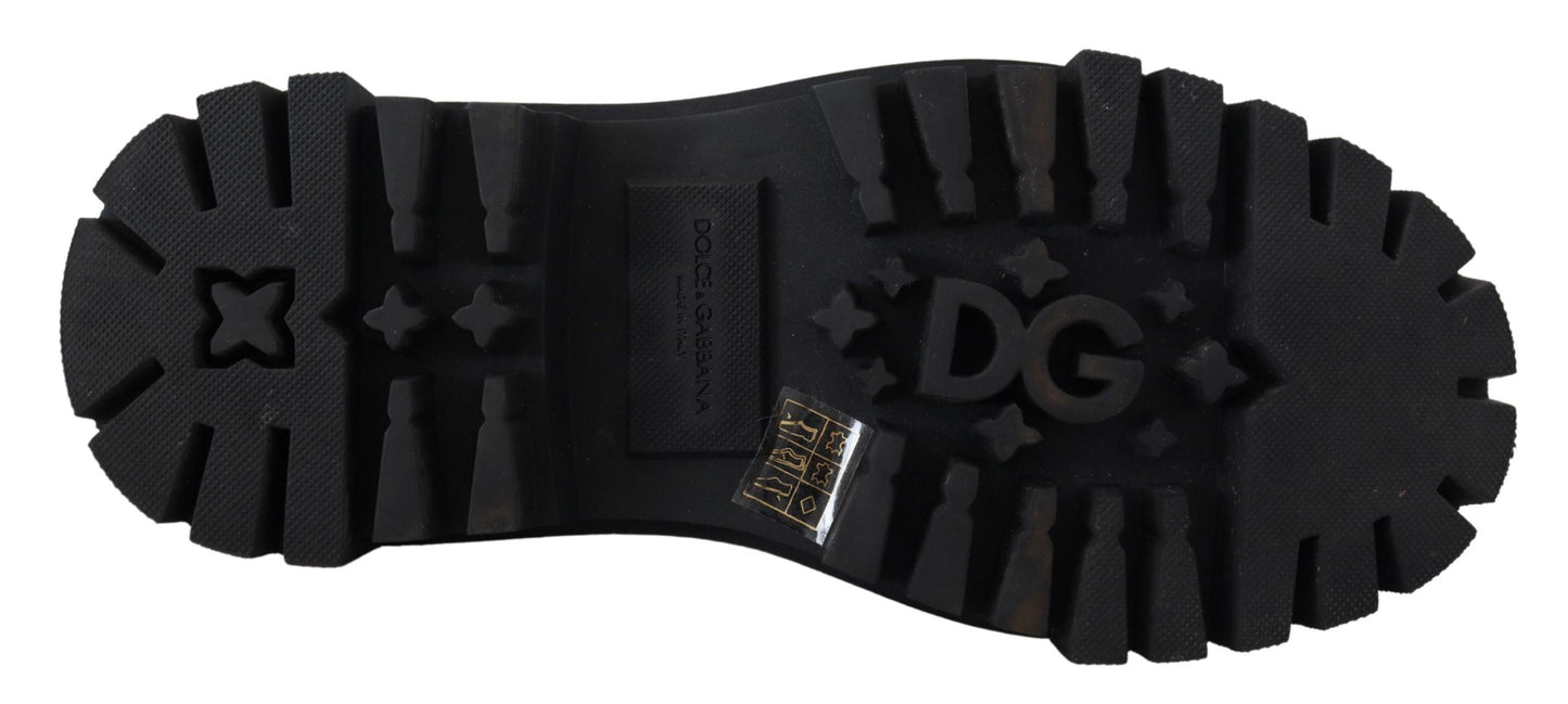 Dolce & Gabbana Timeless Black Leather Derby Flats with Glam Accents Dolce & Gabbana