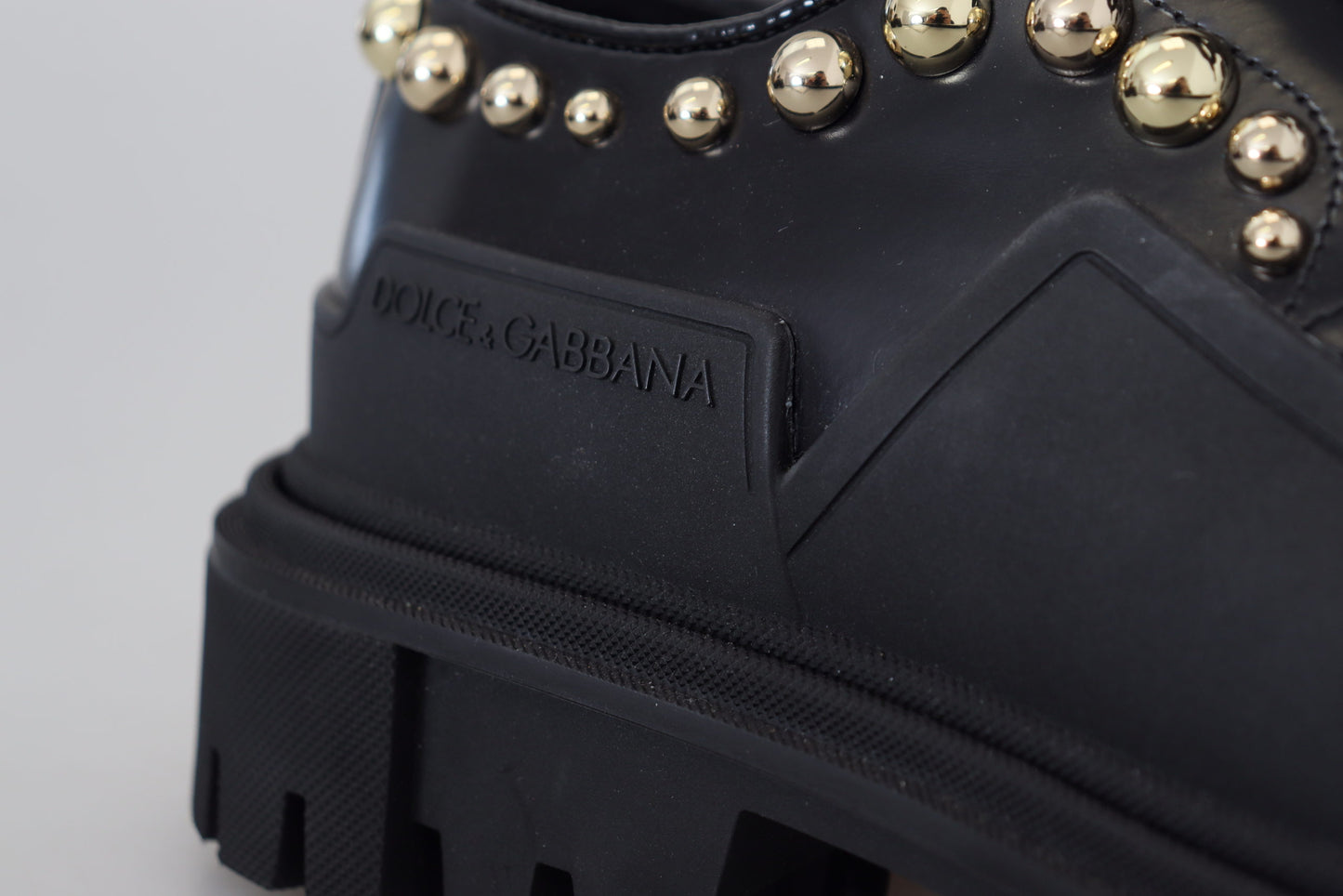 Dolce & Gabbana Timeless Black Leather Derby Flats with Glam Accents Dolce & Gabbana