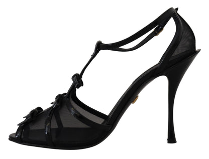 Dolce & Gabbana Elegant Black Stiletto Heeled Sandals Dolce & Gabbana