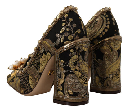 Dolce & Gabbana Elegant Gold Jacquard Brocade Pumps Dolce & Gabbana