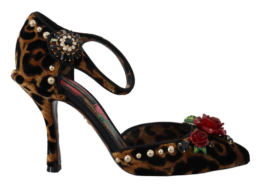 Dolce & Gabbana Chic Leopard Ankle Strap Sandal Heels Dolce & Gabbana