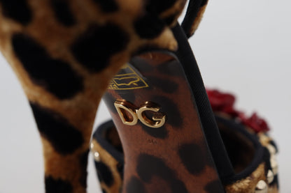 Dolce & Gabbana Chic Leopard Ankle Strap Sandal Heels Dolce & Gabbana