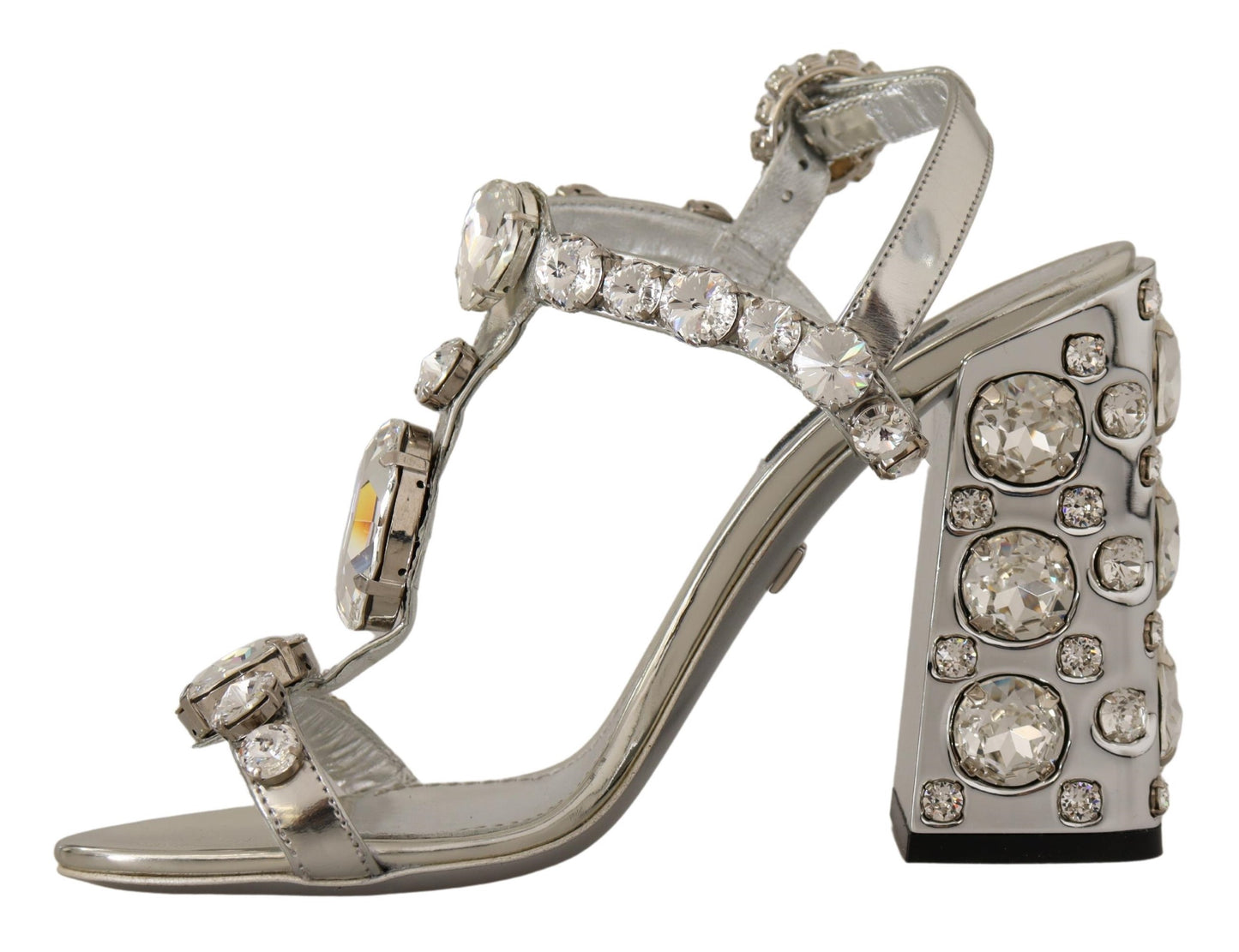 Dolce & Gabbana Crystal-Embellished Silver Leather Pumps Dolce & Gabbana