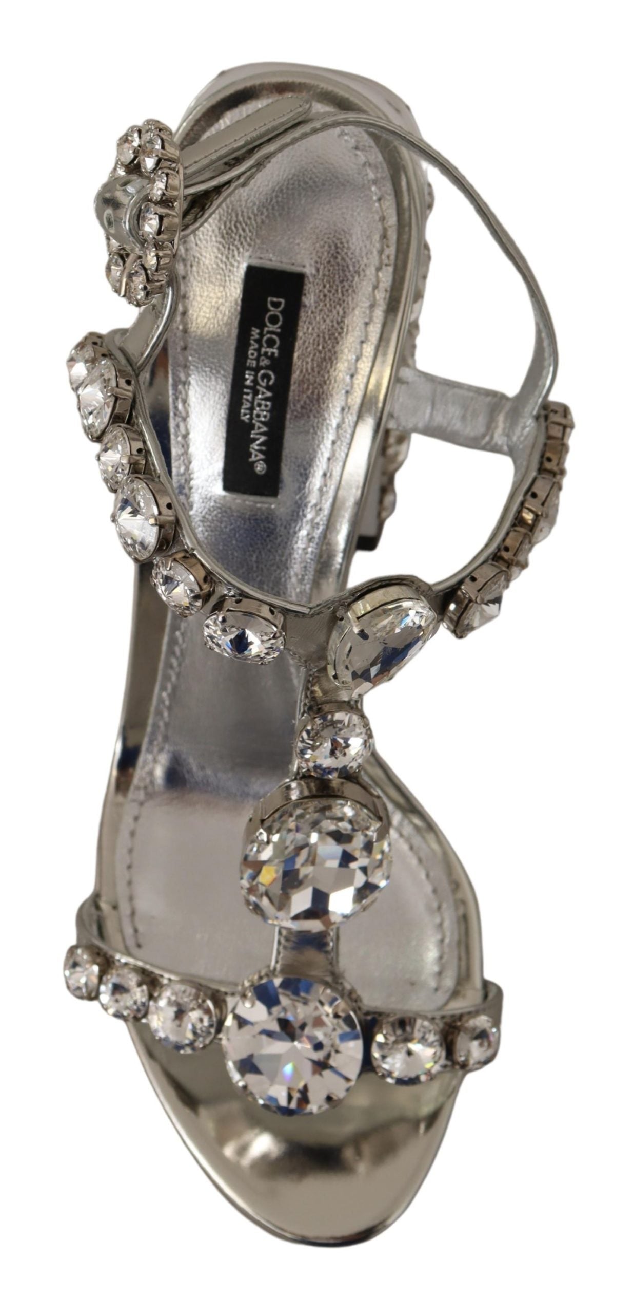 Dolce & Gabbana Crystal-Embellished Silver Leather Pumps Dolce & Gabbana