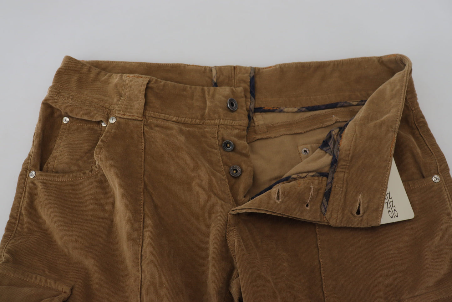 Ermanno Scervino Chic Brown Corduroy Cargo Pants Ermanno Scervino