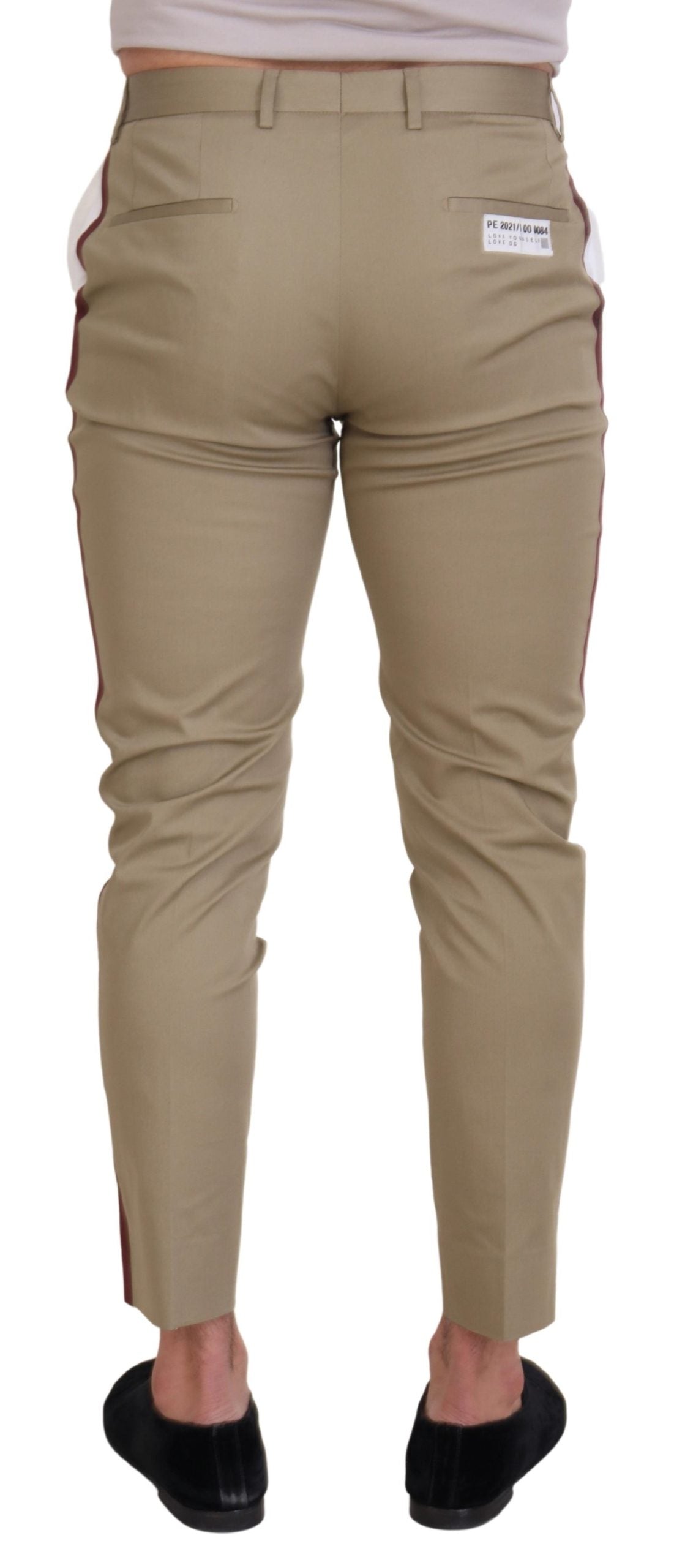 Dolce & Gabbana Two-Tone White & Brown Chic Cotton Pants Dolce & Gabbana