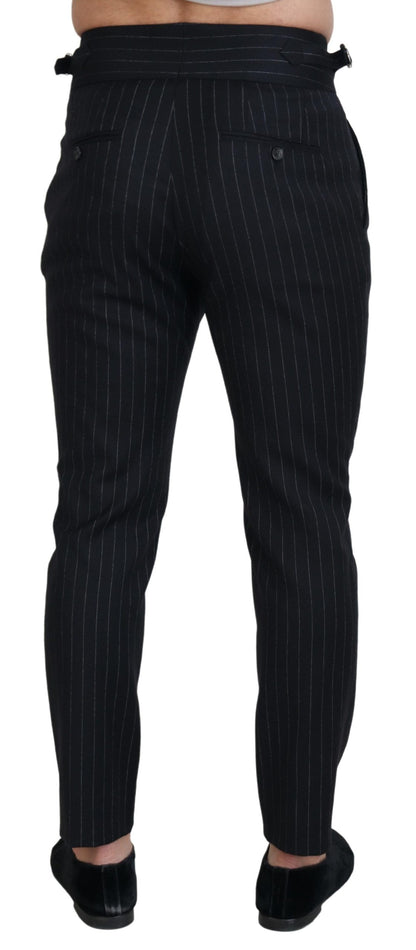 Dolce & Gabbana Elegant Black Striped Wool Blend Trousers Dolce & Gabbana