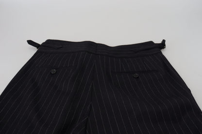 Dolce & Gabbana Elegant Black Striped Wool Blend Trousers Dolce & Gabbana