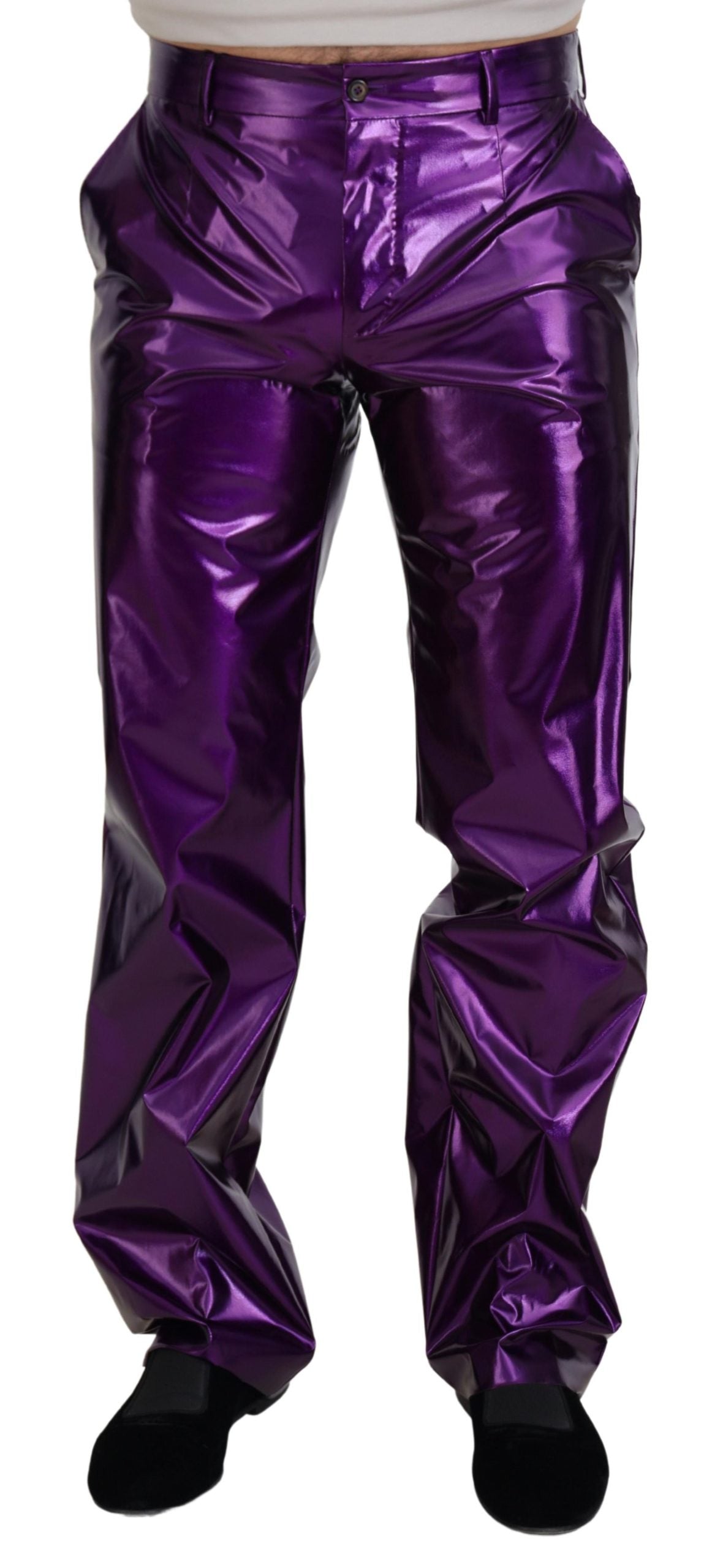 Dolce & Gabbana Elegant Shining Purple Straight Fit Pants Dolce & Gabbana