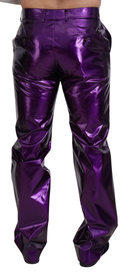 Dolce & Gabbana Elegant Shining Purple Straight Fit Pants Dolce & Gabbana