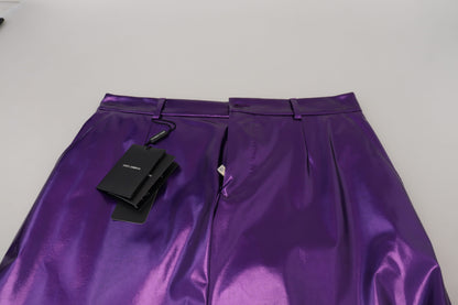 Dolce & Gabbana Elegant Shining Purple Straight Fit Pants Dolce & Gabbana