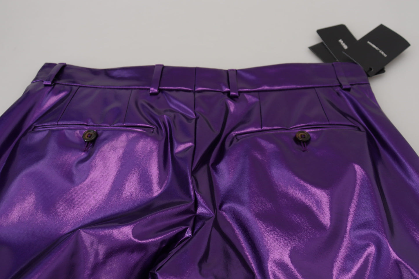 Dolce & Gabbana Elegant Shining Purple Straight Fit Pants Dolce & Gabbana