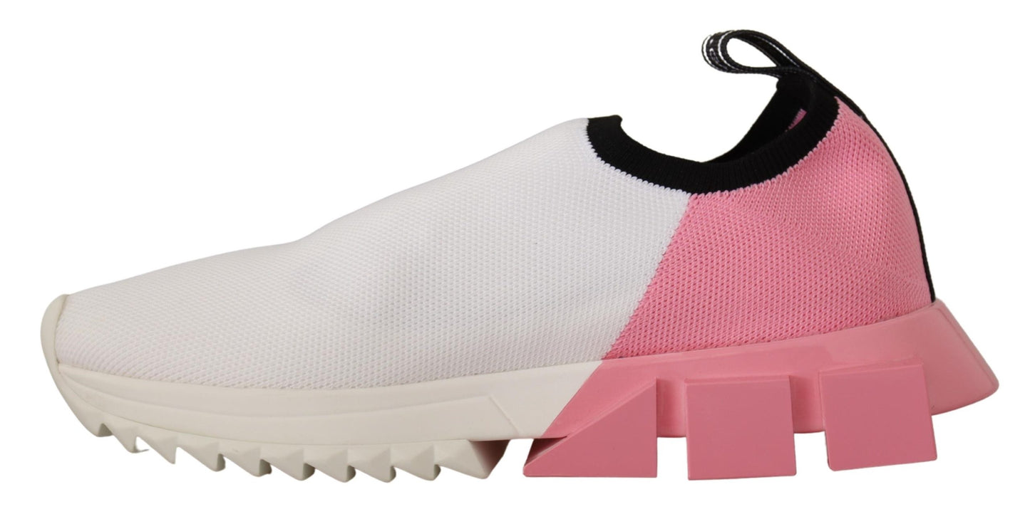 Dolce & Gabbana Elegant Sorrento Slip-On Sneakers in White & Pink Dolce & Gabbana