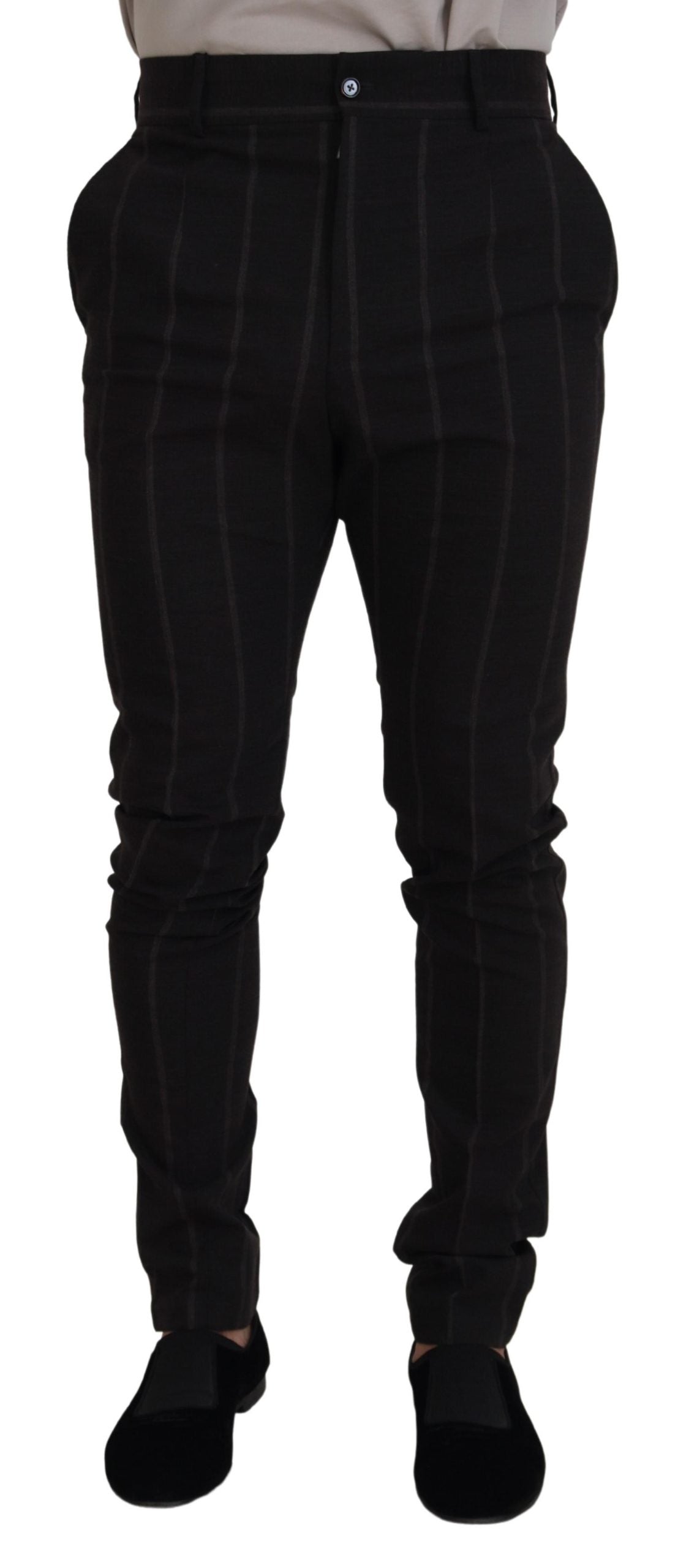 Dolce & Gabbana Elegant Black Striped Chino Pants Dolce & Gabbana