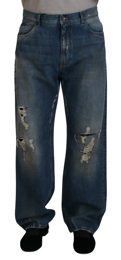 Dolce & Gabbana Stunning Tattered Denim Italian Jeans Dolce & Gabbana