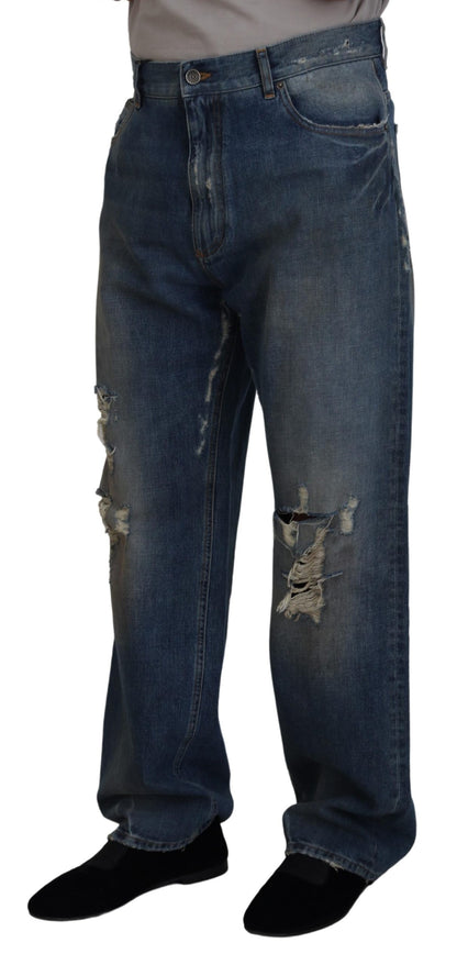 Dolce & Gabbana Stunning Tattered Denim Italian Jeans Dolce & Gabbana