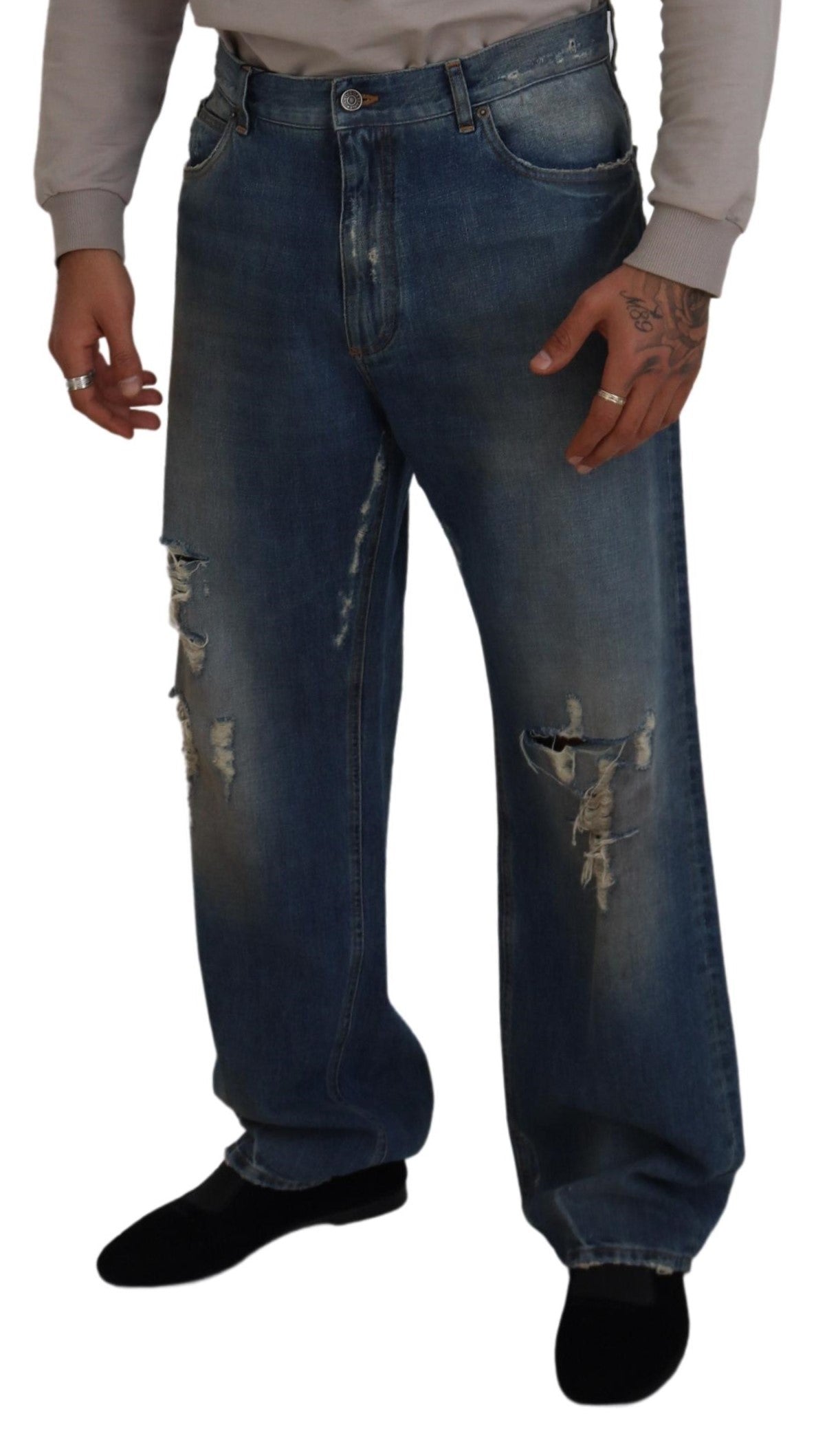 Dolce & Gabbana Stunning Tattered Denim Italian Jeans Dolce & Gabbana