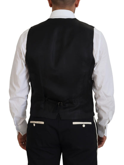 Dolce & Gabbana Elegant Black and White Slim Fit Three Piece Suit Dolce & Gabbana