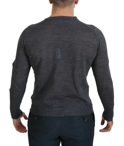 Costume National Sleek Gray Crewneck Pullover Sweater Costume National